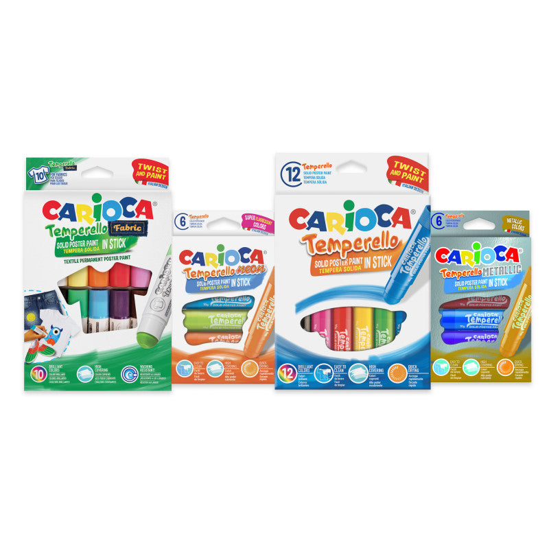 Carioca Temperello Plakatfarben für Kinder – Mehrfarbig, Metallic – 34 Farben