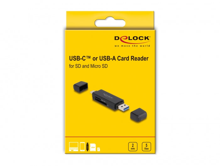 DeLOCK 91004 Kartenleser – SD, microSD – USB‑A/USB‑C 3.2 Gen 1 – 5 Gbit/s