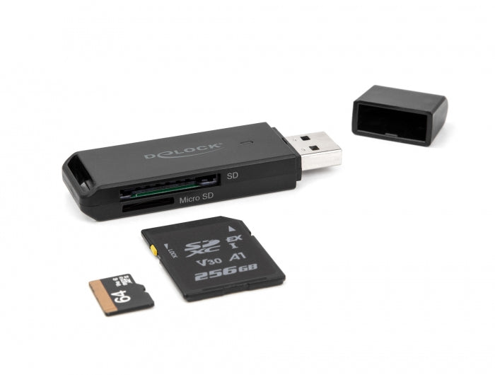 DeLOCK 91002 Kartenleser – SD, microSD (SDHC/SDXC) – USB‑A 3.2 Gen 1 – 5 Gbit/s
