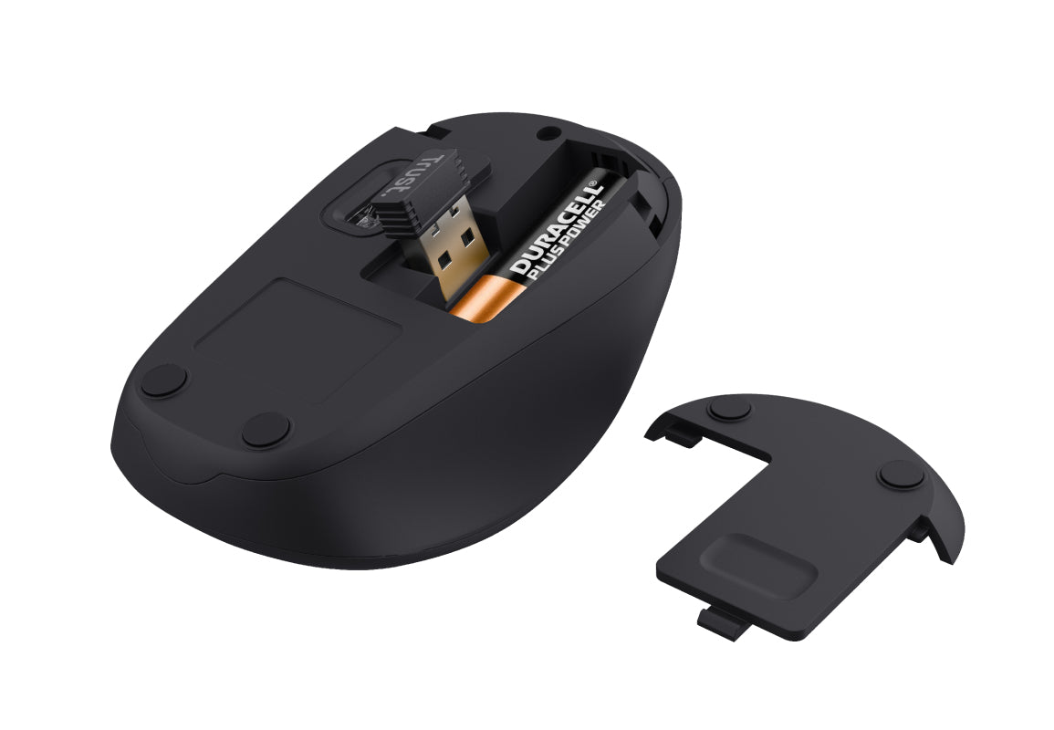 Trust Yvi+ – Maus – Kabellos (2,4 GHz), 1600 DPI, rechts, Rot