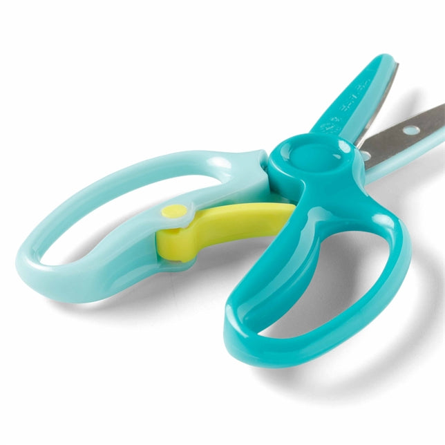 Fiskars Kinderschere 8,6 cm, abgerundet, für Rechts- und Linkshänder – Metall, mit Übungshebel, Blau