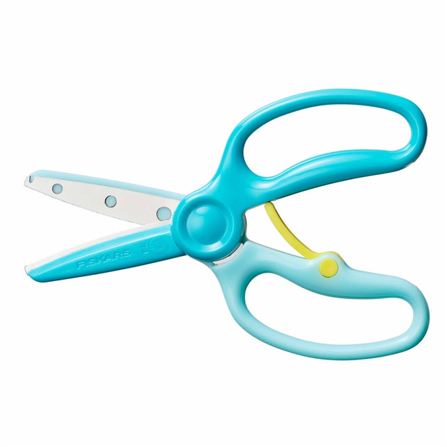 Fiskars Kinderschere 8,6 cm, abgerundet, für Rechts- und Linkshänder – Metall, mit Übungshebel, Blau
