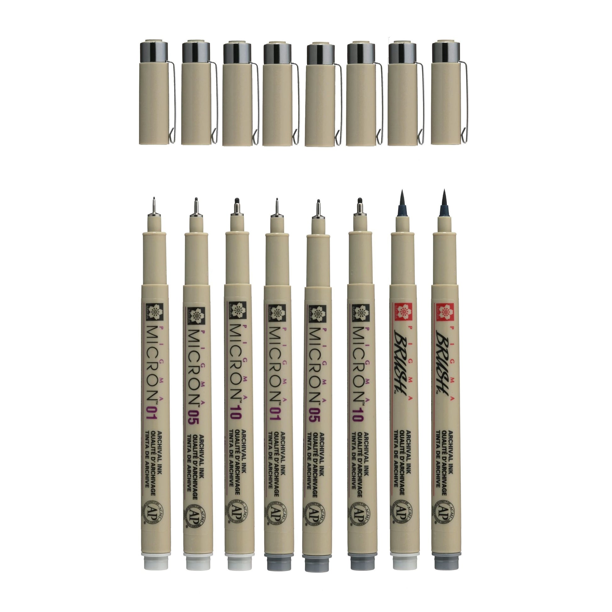 Sakura Pigma Micron Fineliner – 8 Stk., 0,45–0,6 mm, 2 Farben, wasserfest