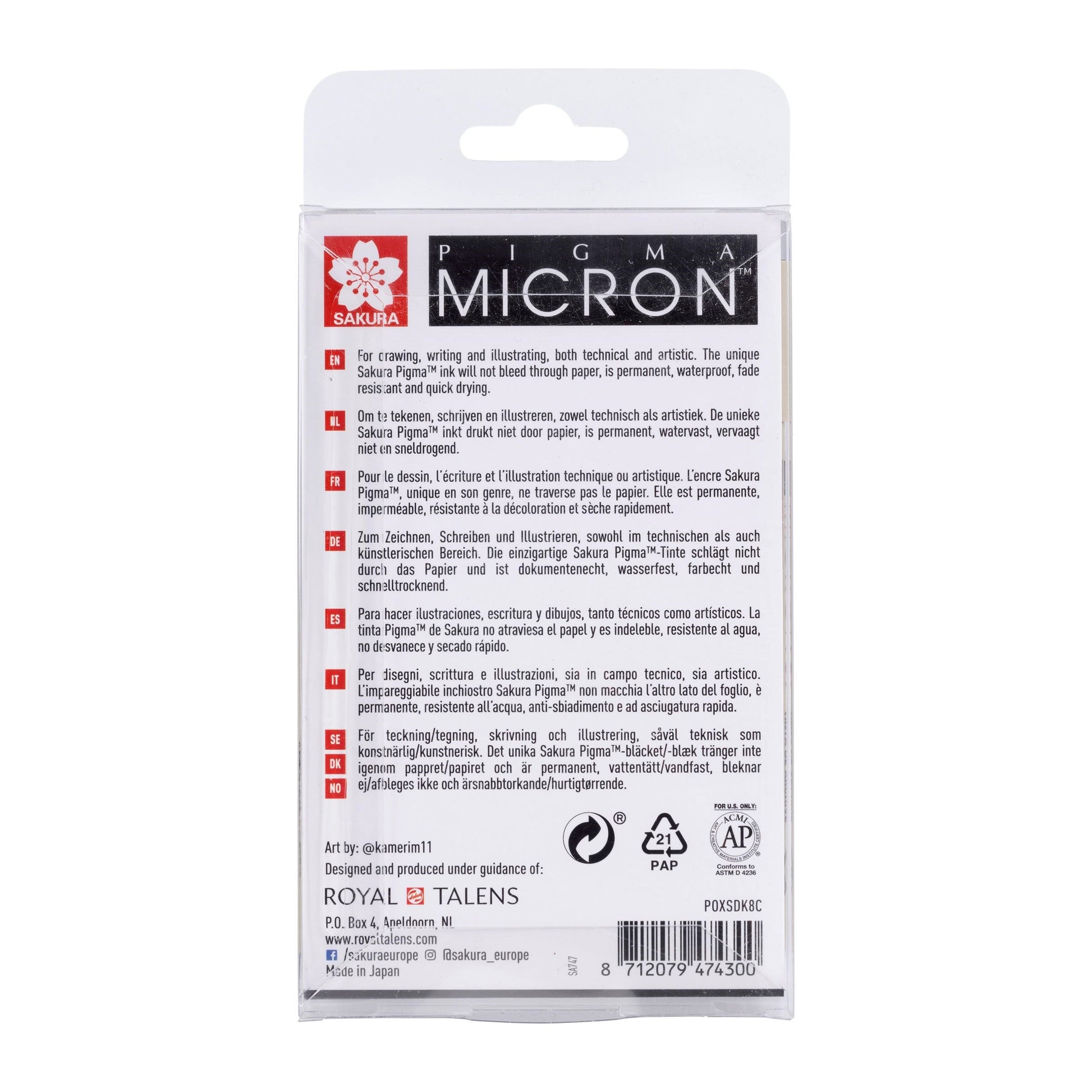 Sakura Pigma Micron Fineliner – 8 Stk., 0,45–0,6 mm, 2 Farben, wasserfest