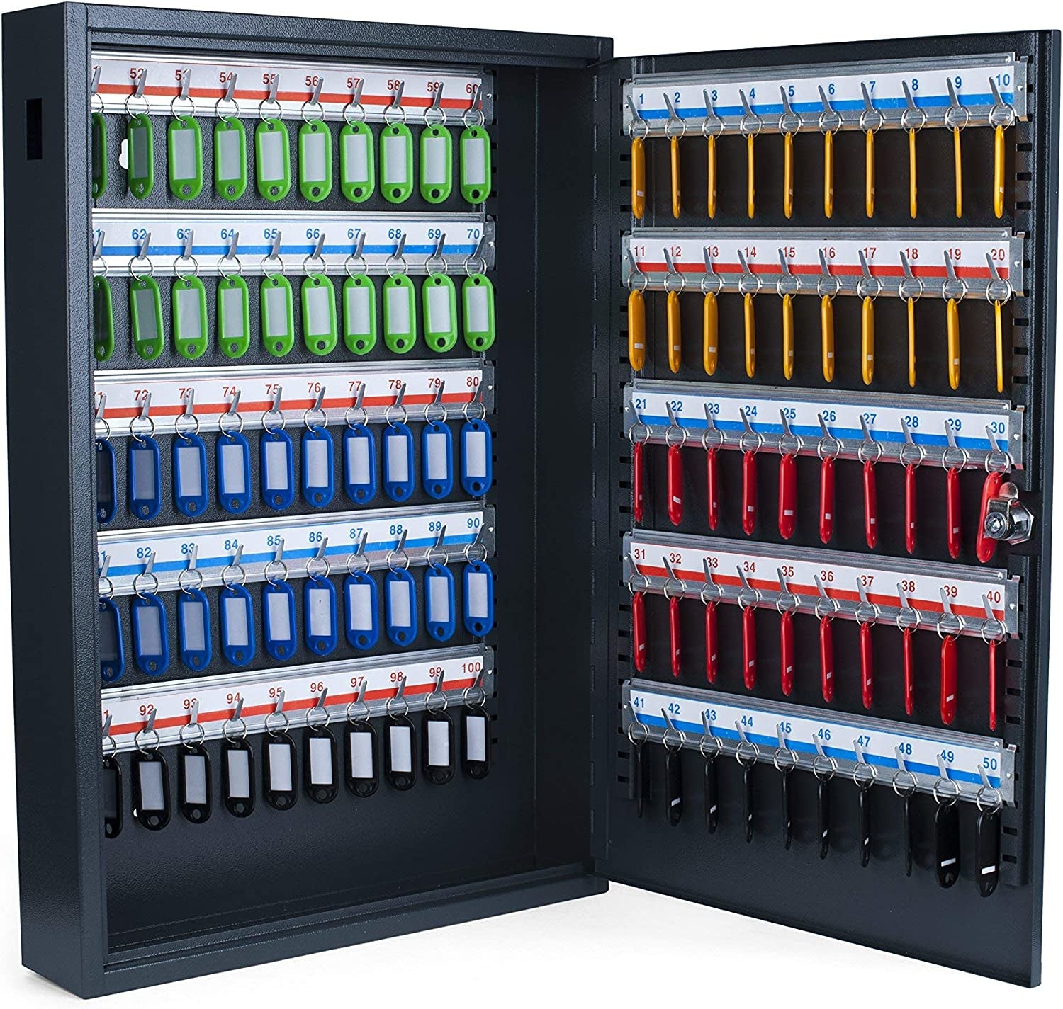 pavo Deluxe Schlüsselschrank, für 100 Schlüssel, Dunkelgrau