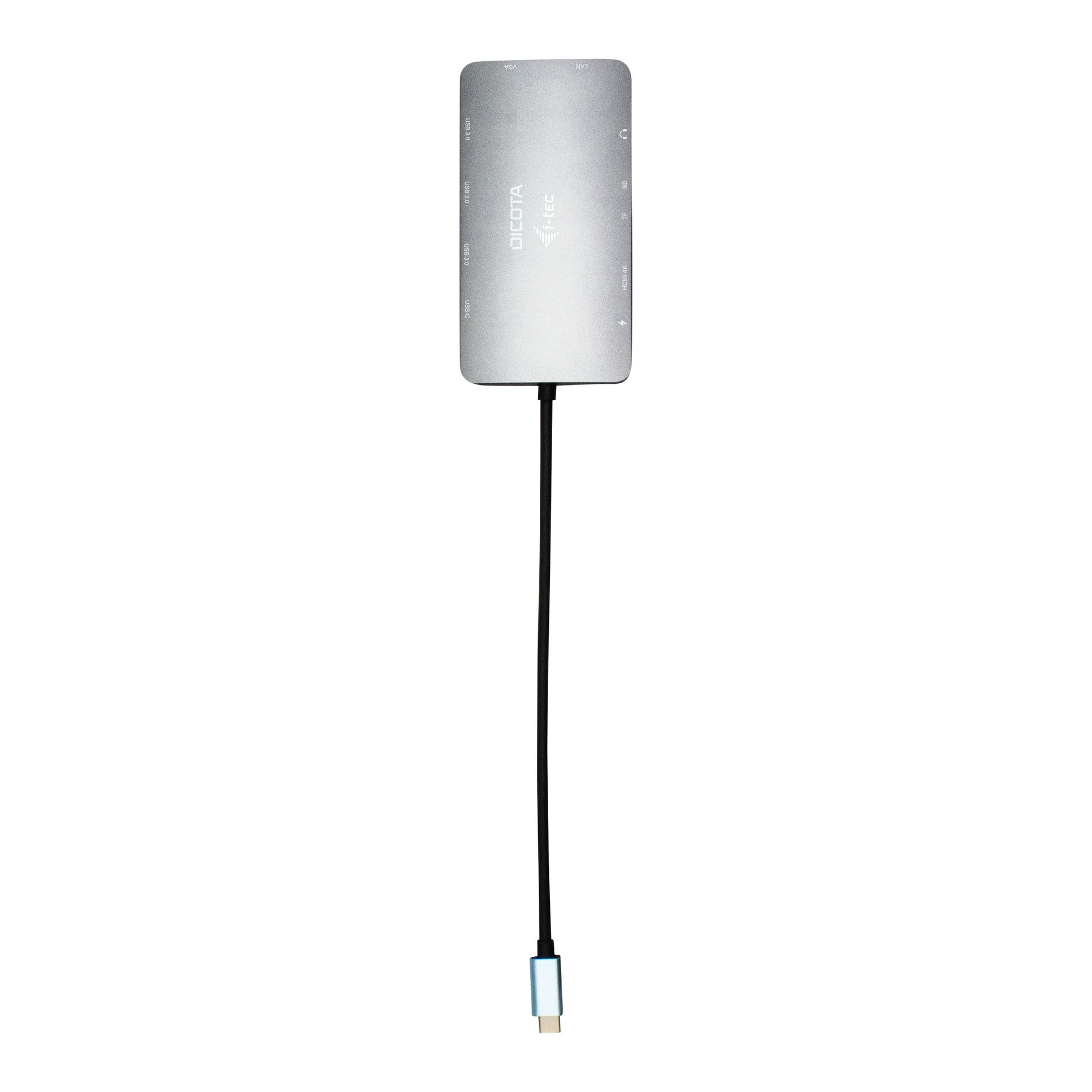 DICOTA D31955 Dockingstation – USB-C, 1× HDMI, 1× VGA, 3× USB-A, 100 W PD, GbE, SD/microSD, 3,5 mm Audio