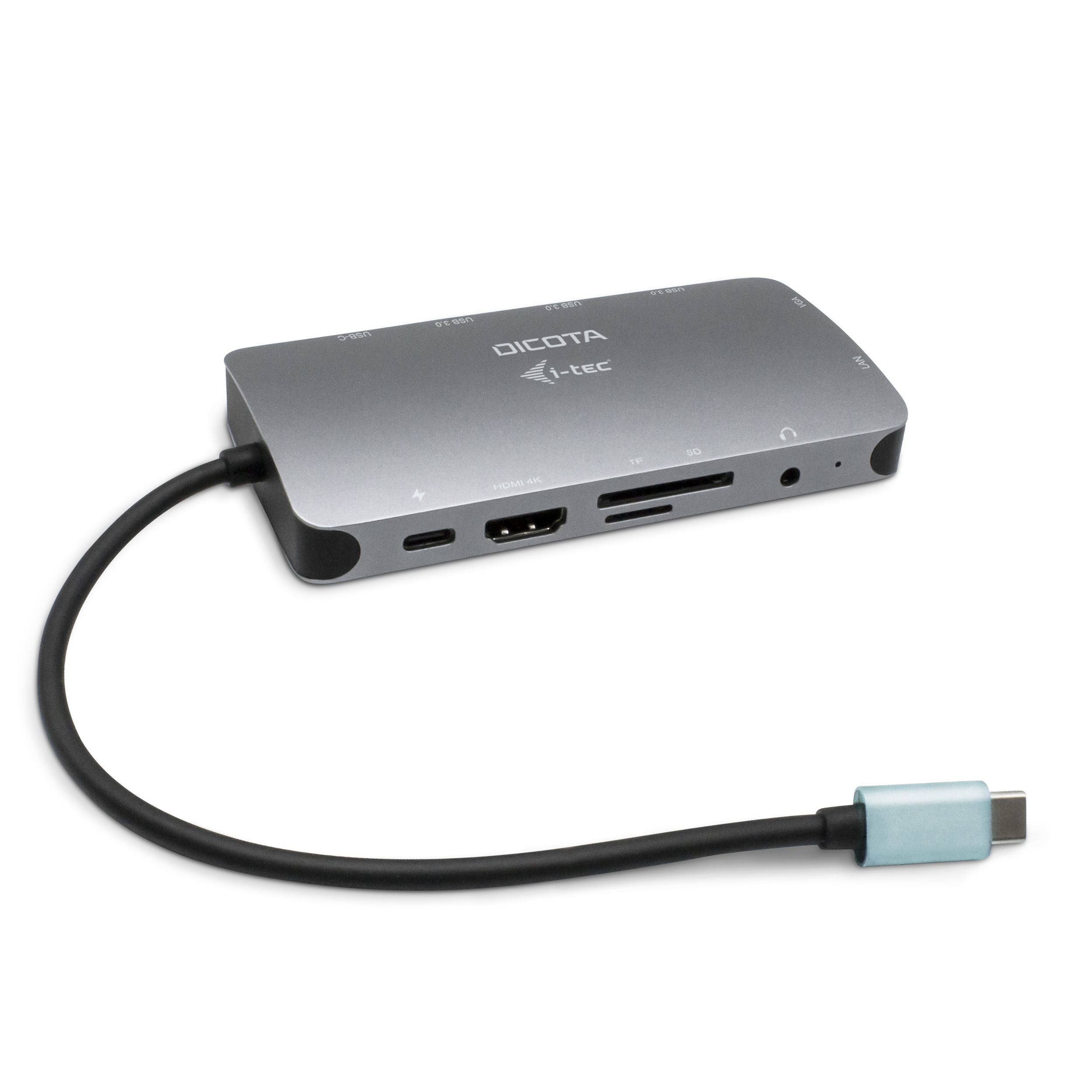 DICOTA D31955 Dockingstation – USB-C, 1× HDMI, 1× VGA, 3× USB-A, 100 W PD, GbE, SD/microSD, 3,5 mm Audio