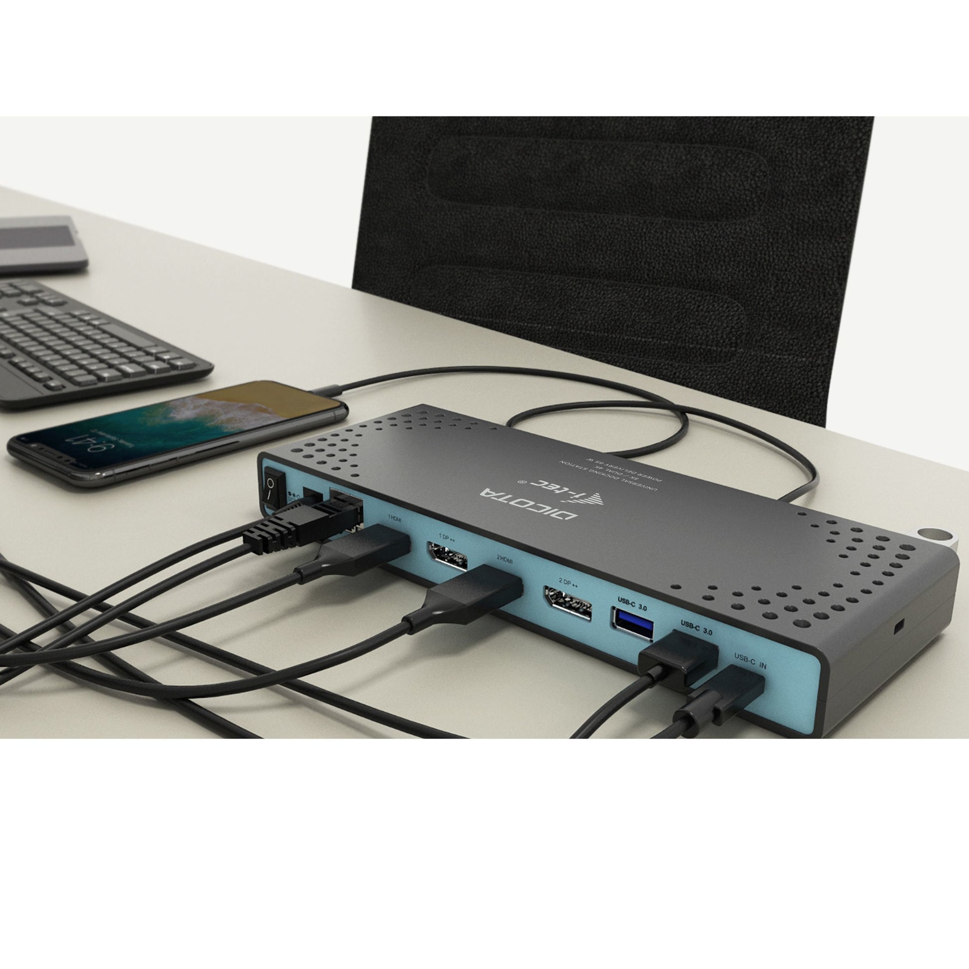 DICOTA D31952-CH Dockingstation – USB-C, 2× DP, 2× HDMI, 2× USB-C, GbE, 3,5 mm Audio, für Windows/Mac/Linux