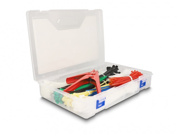 DeLOCK Kabelbinder-Set, mehrfarbig, 600 Stk., wiederverwendbar, mit Zange