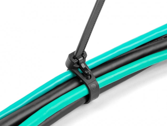 DeLOCK Klett-Kabelbinder 300 × 7,6 mm, Schwarz, 100 Stk.