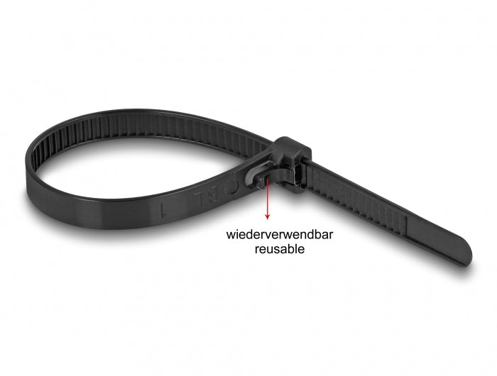 DeLOCK Klettkabelbinder, 150 mm × 7,5 mm, 100er-Pack – schwarz