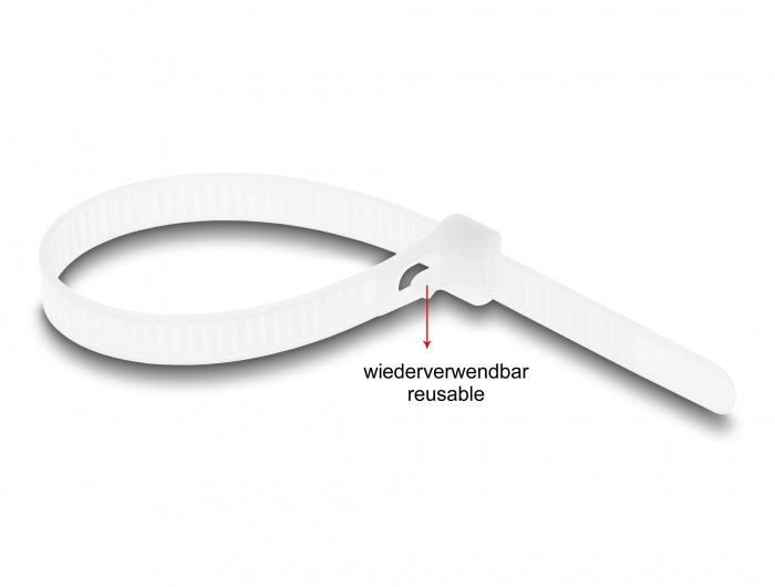 DeLOCK Klettkabelbinder, 7,2×150 mm, 100er-Pack – Weiss