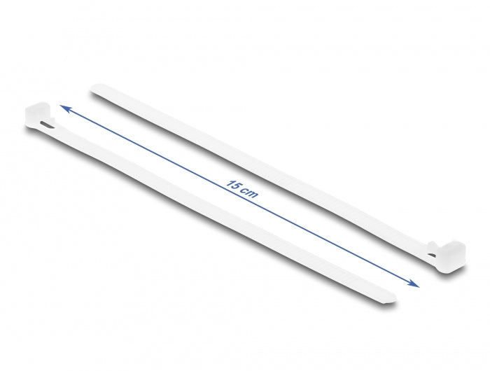 DeLOCK Klettkabelbinder, 7,2×150 mm, 100er-Pack – Weiss
