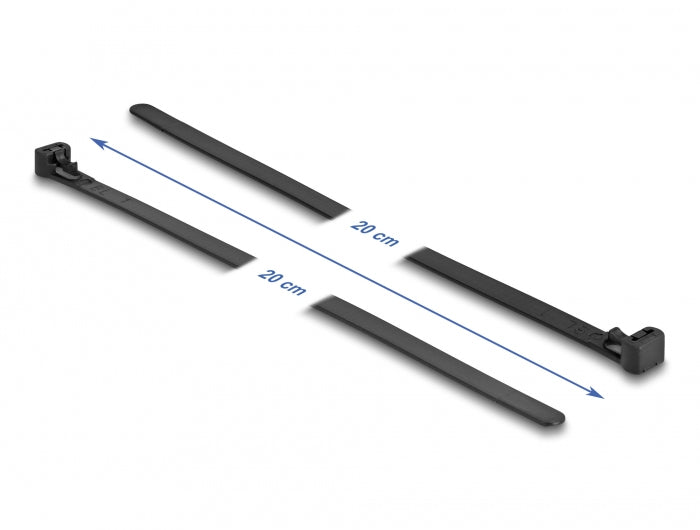 DeLOCK Klettkabelbinder, 150 mm × 7,5 mm, 100er-Pack – schwarz