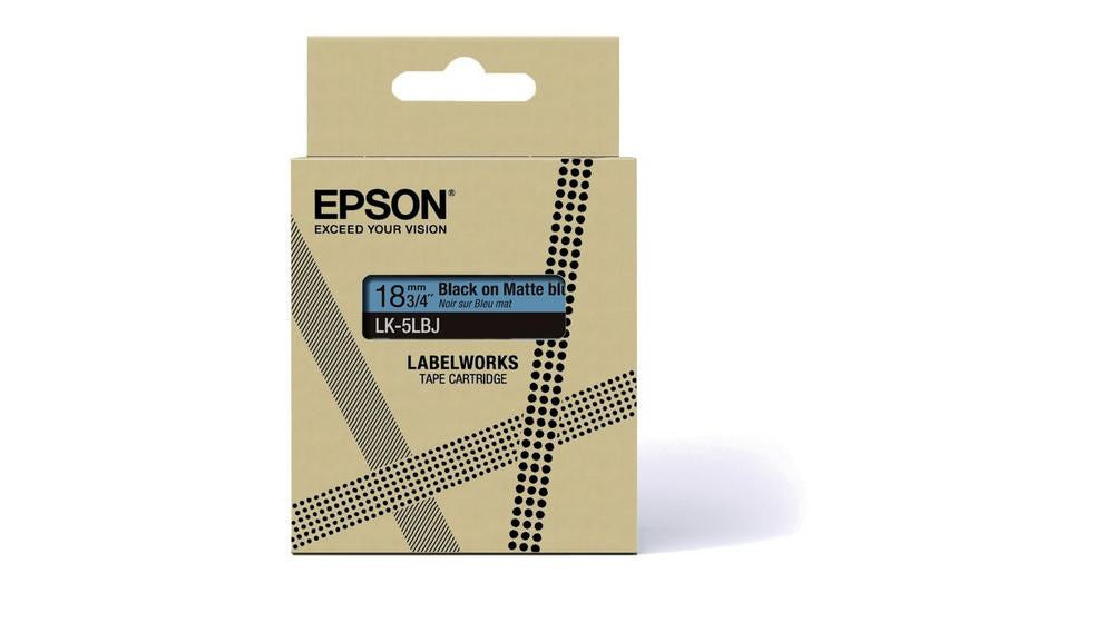 Epson Matte Tape LK-5LBJ – 18 mm × 8 m, Schwarz/Blau, matt