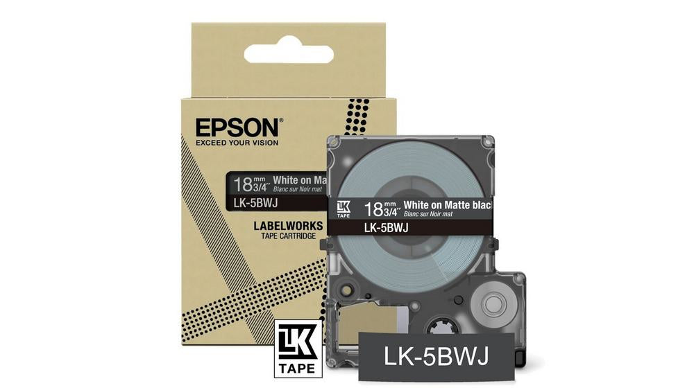 Epson Matte Tape LK-5LBJ – 18 mm × 8 m, Schwarz/Blau, matt