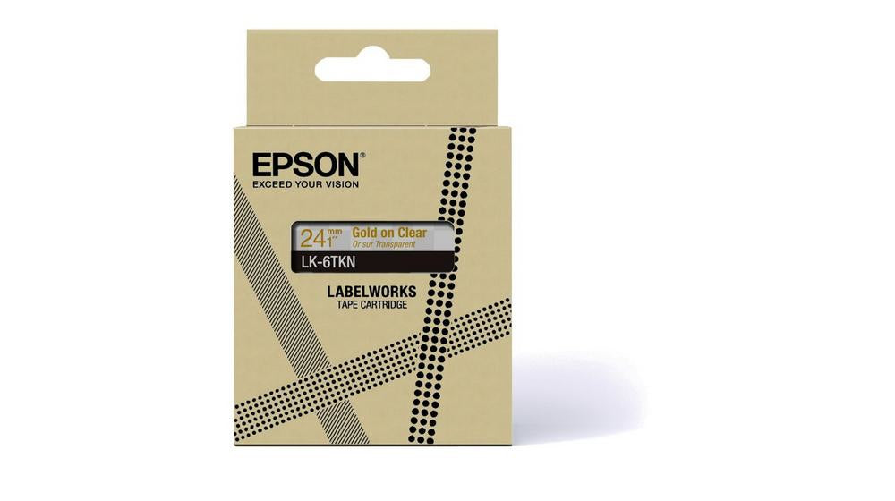 Epson Schriftband – 24 mm × 9 m, klar, gold – LK-6TKN