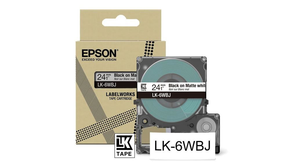 Epson Schriftband – 24 mm × 8 m, weiss, schwarz – LK-6WBJ