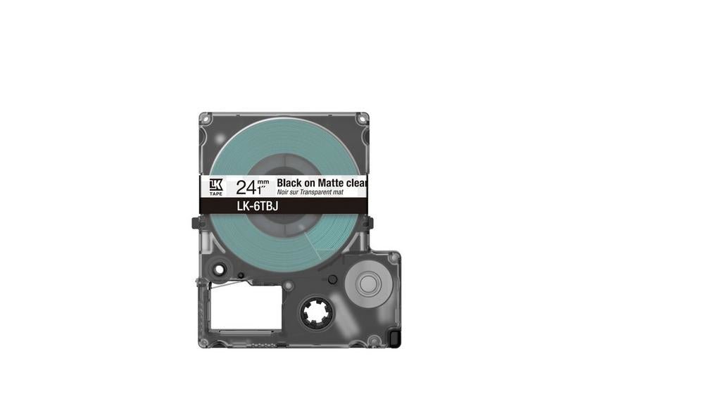 Epson Schriftband – 24 mm × 8 m, transparent, schwarz – LK-6TBJ