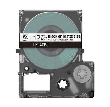 Epson LK-4TBJ Schriftband – Schwarz auf Transparent – 12 mm × 8 m, Matt – für Epson LabelWorks