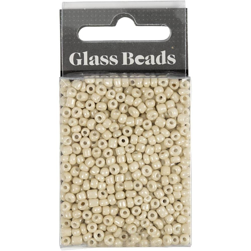 Creativ Company Rocailles, Glas – Hellbeige – Ø 3 mm, Loch 0,6–1 mm – 25 g