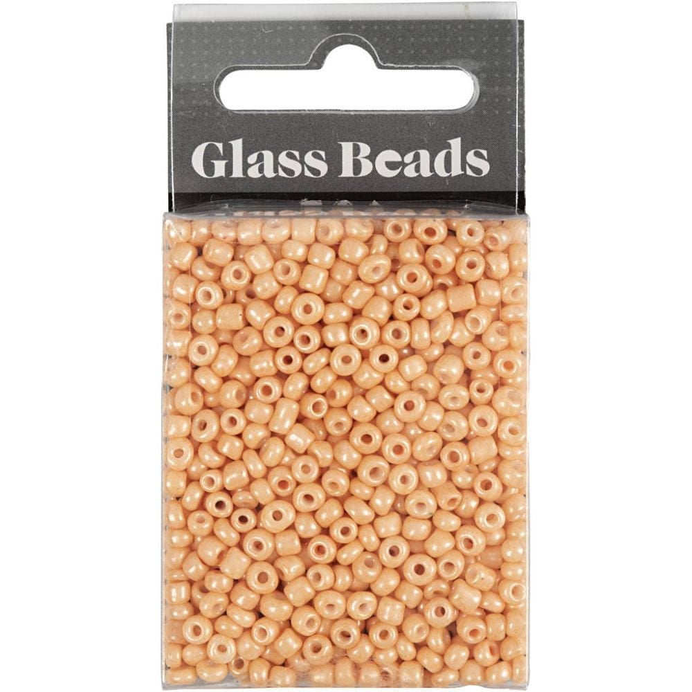 Creativ Company Rocailles, Glas – Hellorange – Ø 3 mm, Loch 0,6–1 mm – 1 Stk.