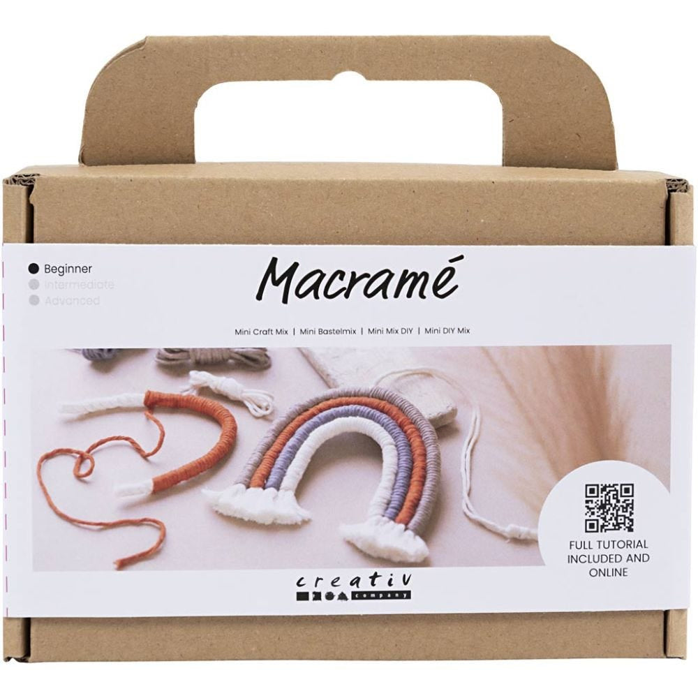Creativ Company Mini Macramé – Makramee-Set – Baumwolle, Mehrfarbig – ab 8 Jahren
