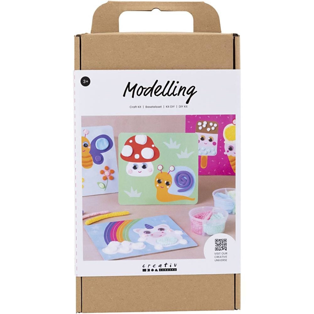 Creativ Company Knete-/Modelliermasse-Set – ab 3 Jahren – Foam/Silk Clay, inkl. Dekoplatte