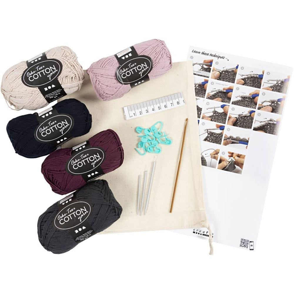 Creativ Company Starter Häkel-/Strickset Weiss – Baumwolle