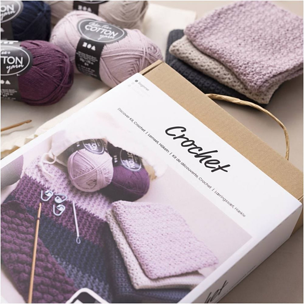 Creativ Company Starter Häkel-/Strickset Weiss – Baumwolle