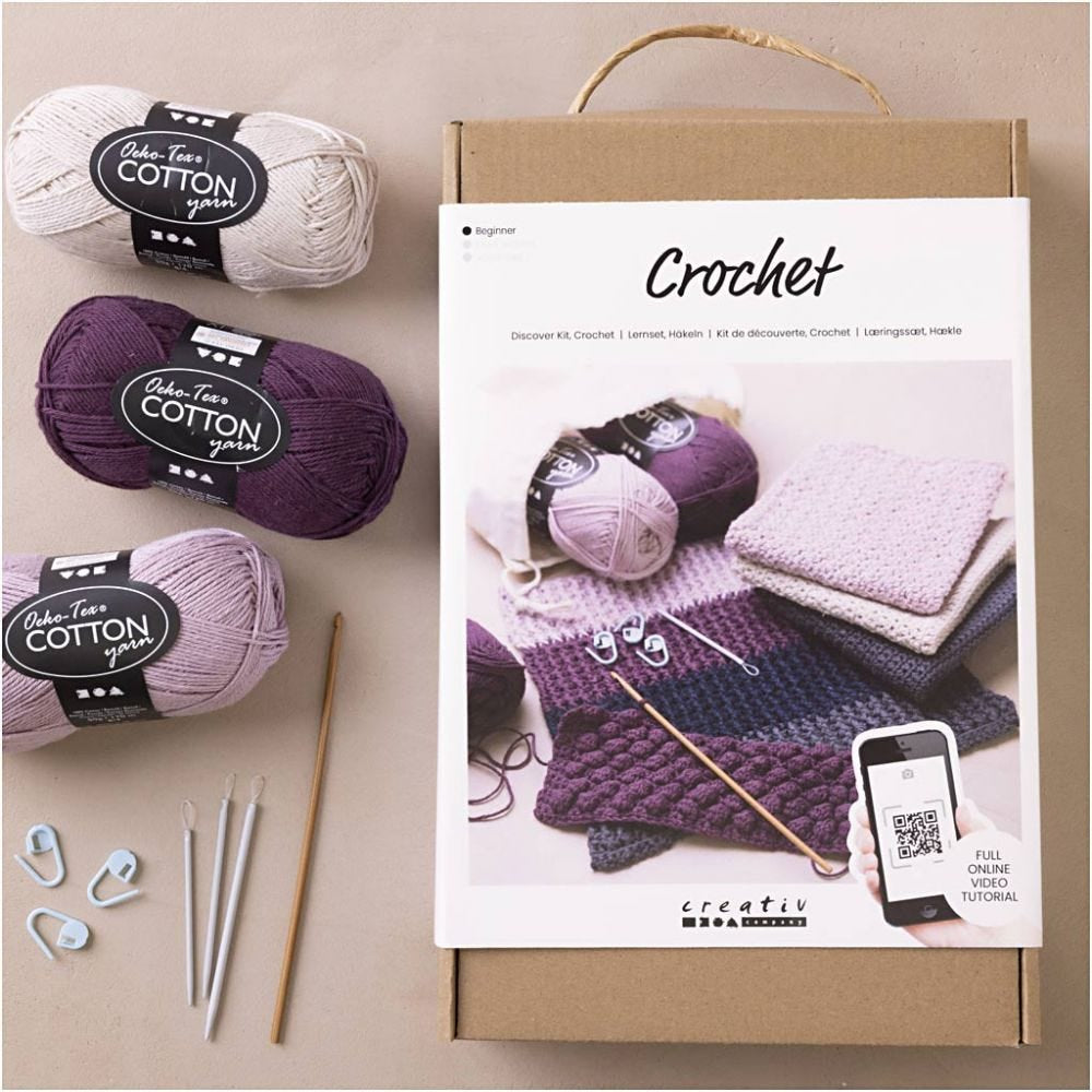 Creativ Company Starter Häkel-/Strickset Weiss – Baumwolle