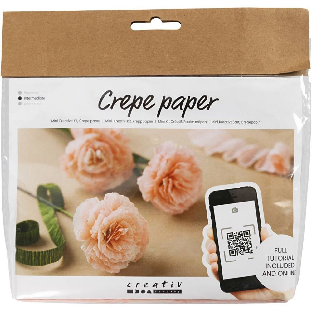 Creativ Company Bastelset – Krepppapier-Set – Nelken – 1-teilig – Altrosa – Ab 10 Jahren