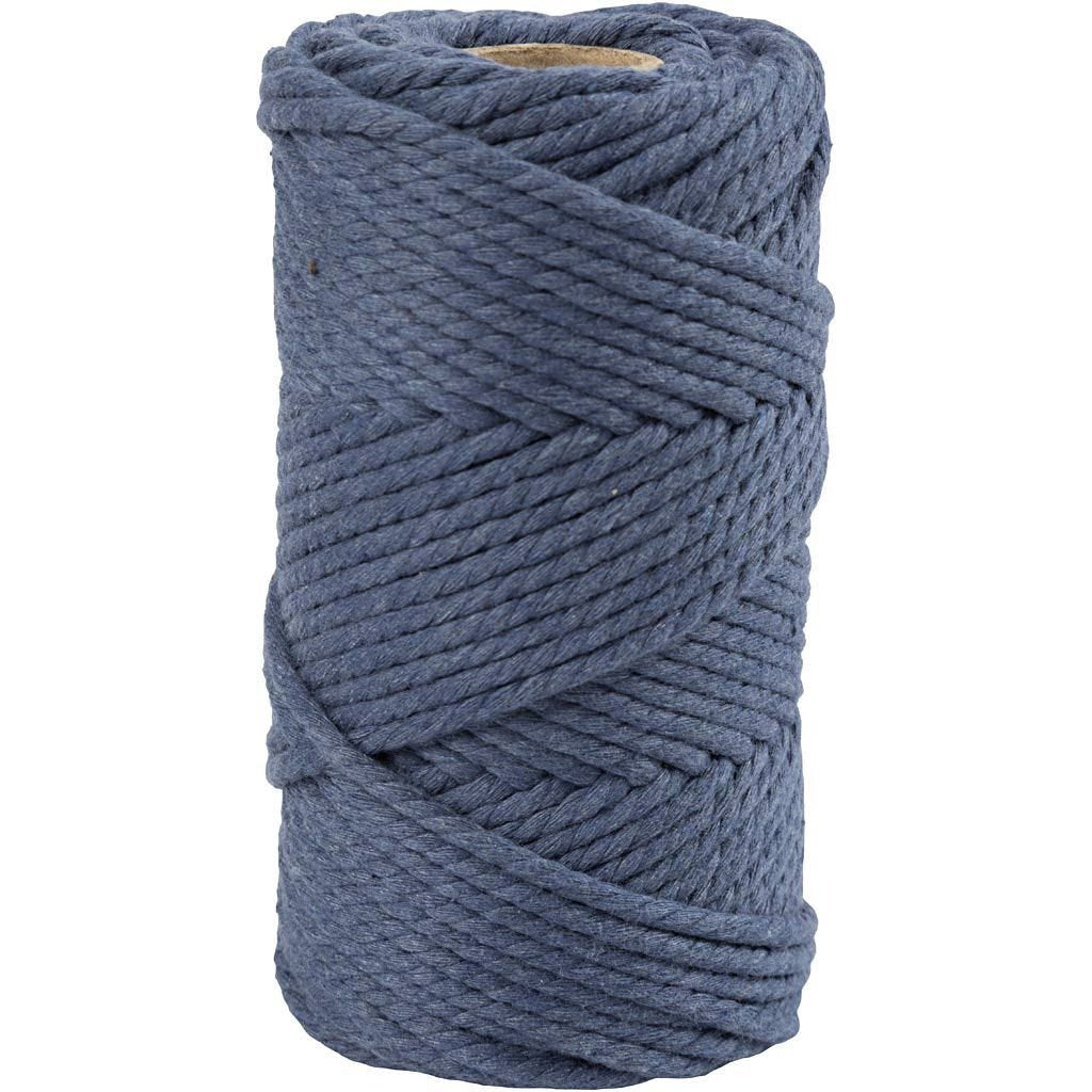 Creativ Company Makramee-Kordel Blau – Ø 4 mm, 330 g, 55 m, 80% Recycelte Baumwolle/20% Polyester