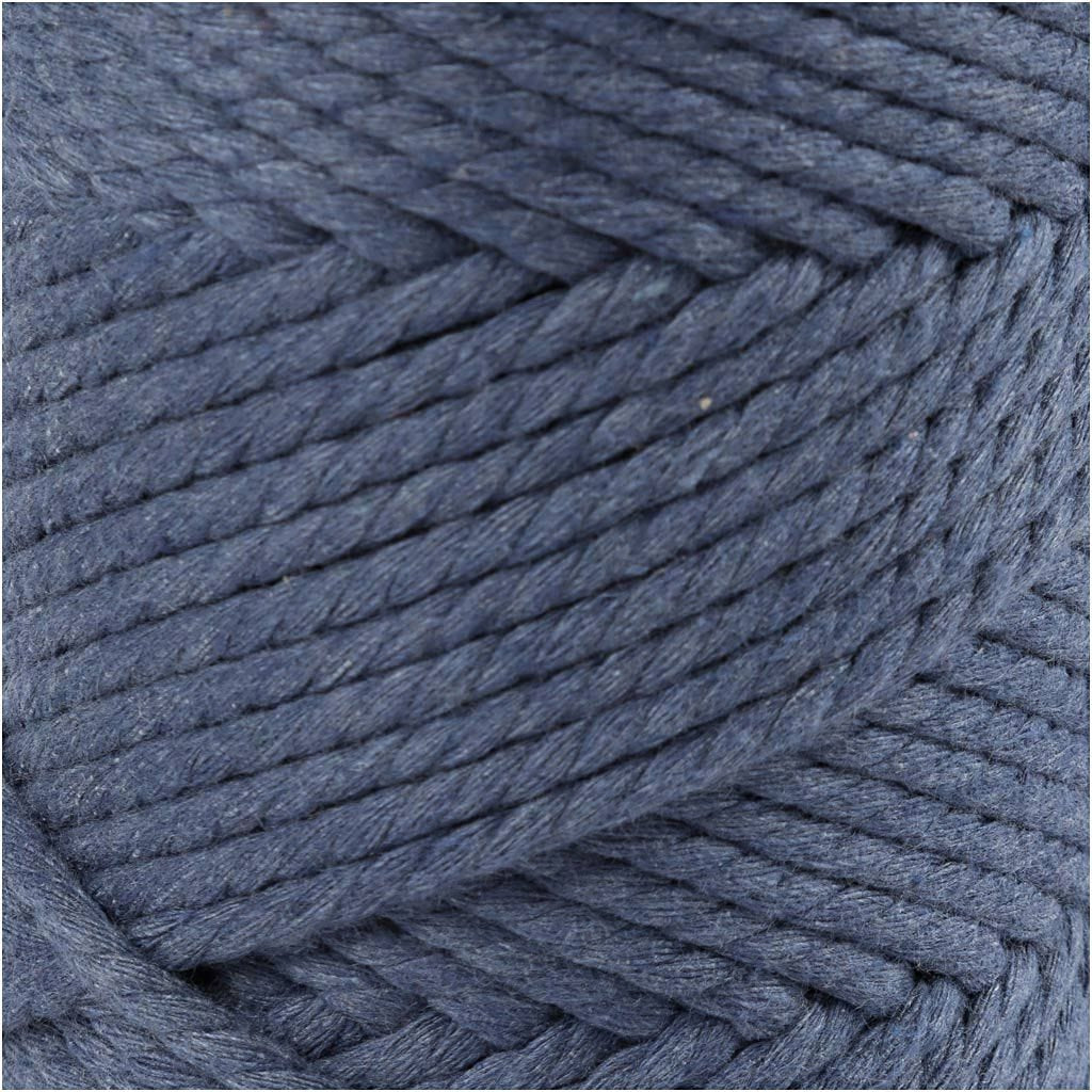 Creativ Company Makramee-Kordel Blau – Ø 4 mm, 330 g, 55 m, 80% Recycelte Baumwolle/20% Polyester