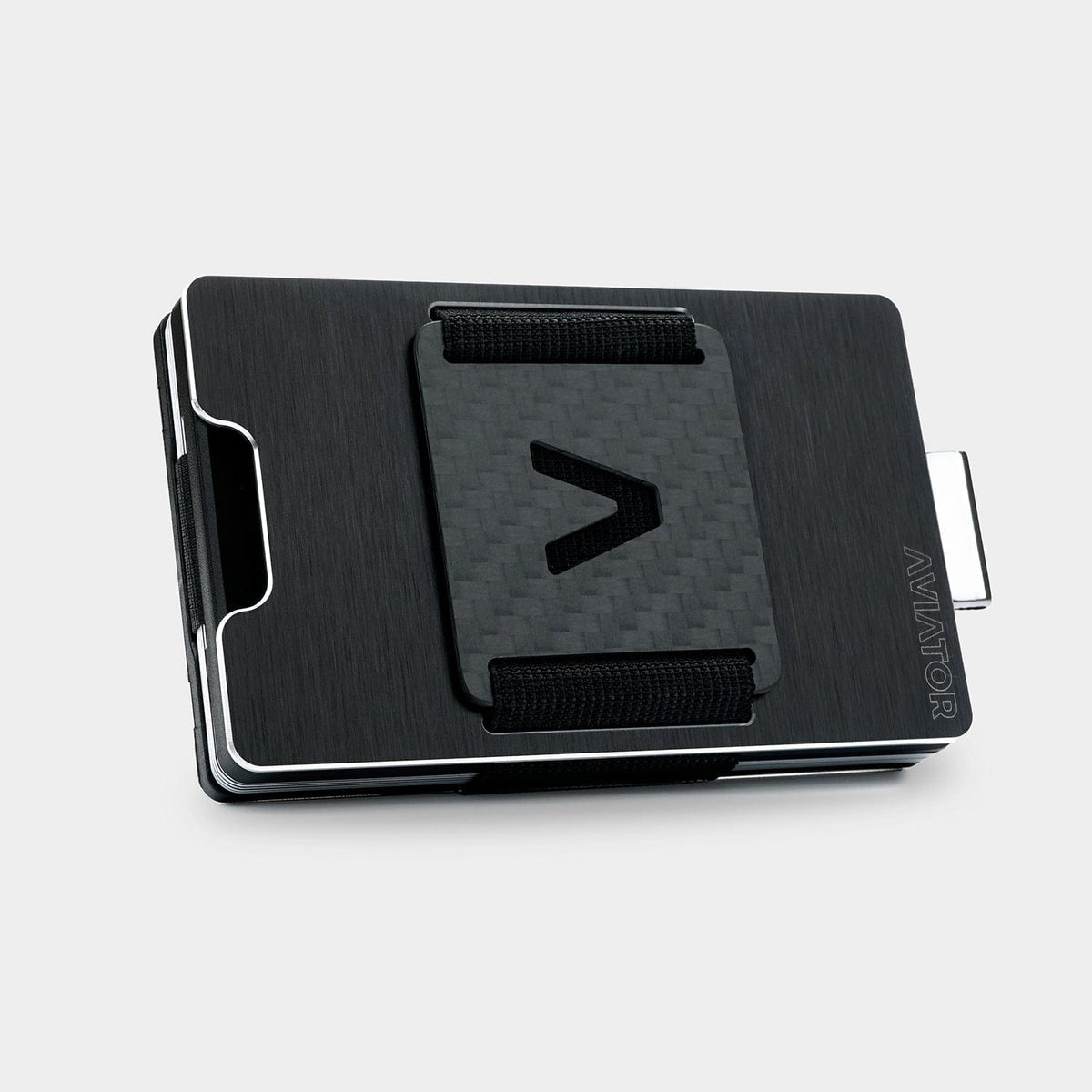 Aviator Wallet Brieftasche – RFID-Schutz, 20 Karten, Münzfach, Clip-Verschluss – 86 × 11 × 54 mm – Schwarz