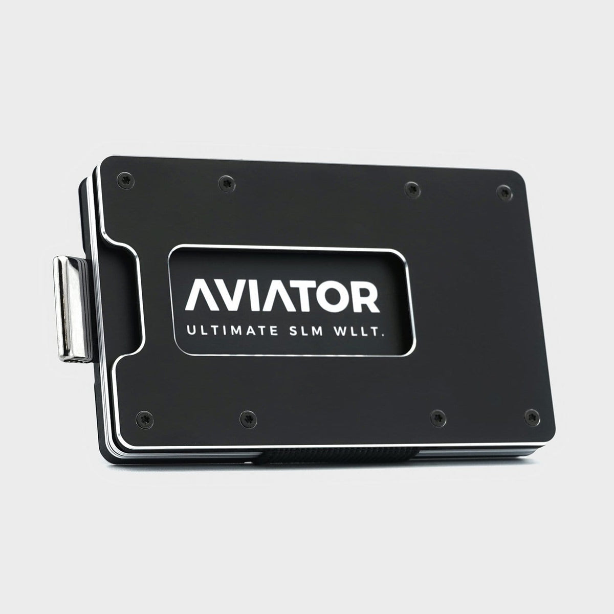 Aviator Wallet AVIATOR – Kartenetui – RFID-Schutz, Münzfach – 20 Karten, 85,6×10,5×54 mm – Schwarz Matt – Aluminium