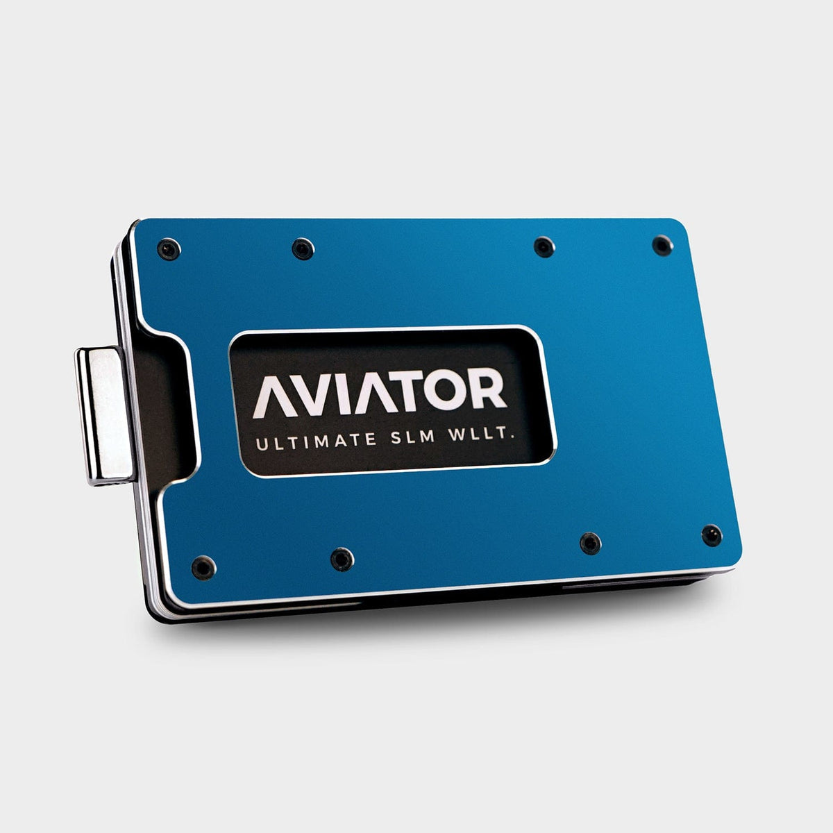 Aviator Wallet AVIATOR – Kartenetui – RFID-Schutz, Münzfach – 20 Karten, 85,6×10,5×54 mm – Blau – Aluminium – SLIDE AirTag