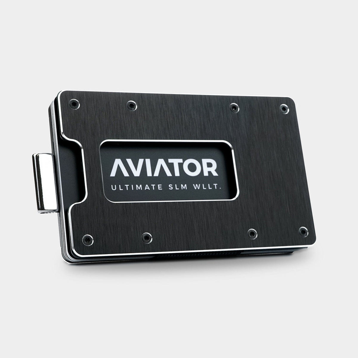 Aviator Wallet Brieftasche – RFID-Schutz, Münzfach, Clipverschluss – 20 Karten, 85,6×10,5×54 mm – schwarz