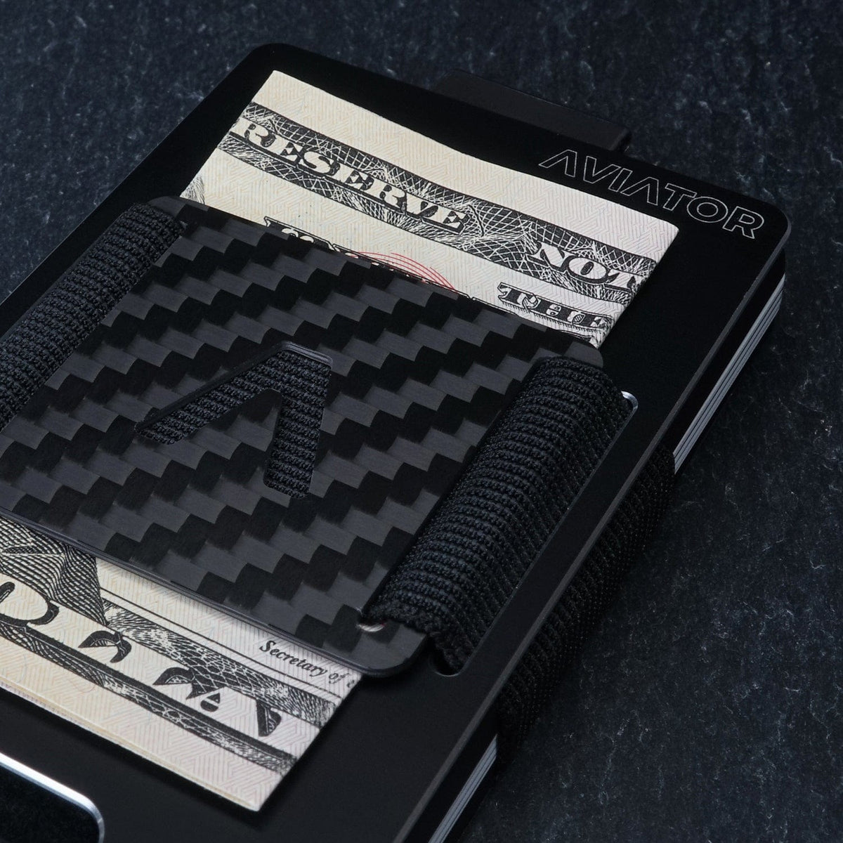Aviator Wallet AVIATOR – Kartenetui – RFID-Schutz, Münzfach – 20 Karten, 85,6×10,5×54 mm – Schwarz Matt – Aluminium