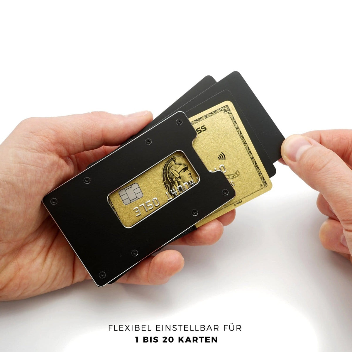 Aviator Wallet AVIATOR – Kartenetui – RFID-Schutz, Münzfach – 20 Karten, 85,6×10,5×54 mm – Schwarz Matt – Aluminium