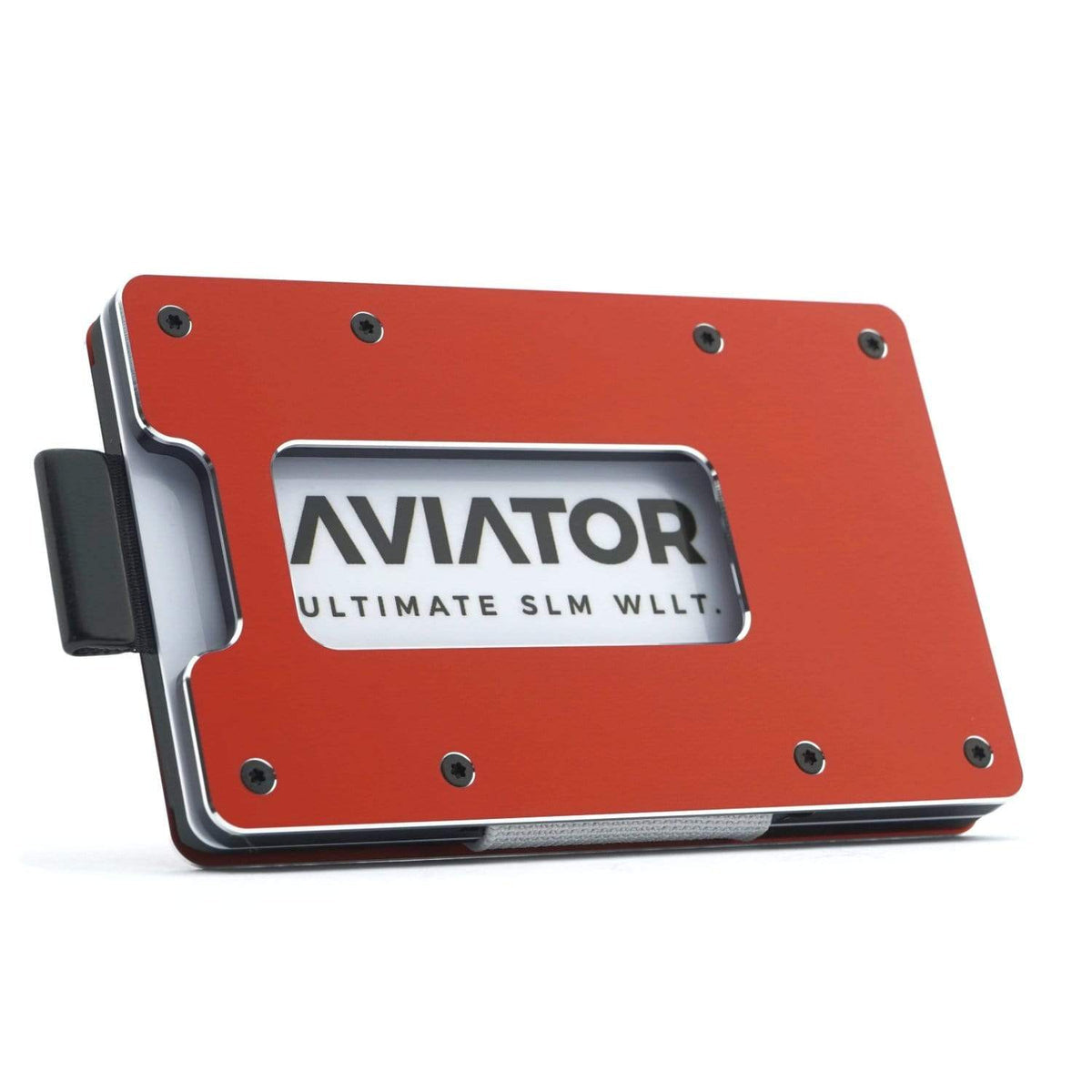 Aviator Wallet AVIATOR – Kartenetui SLIDE – 20 Karten, Münzfach, RFID-Schutz – 85,6×10,5×54 mm – Rot – Aluminium