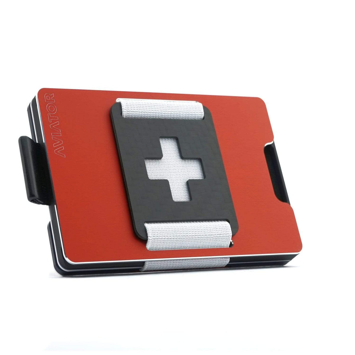Aviator Wallet AVIATOR – Kartenetui SLIDE – 20 Karten, Münzfach, RFID-Schutz – 85,6×10,5×54 mm – Rot – Aluminium