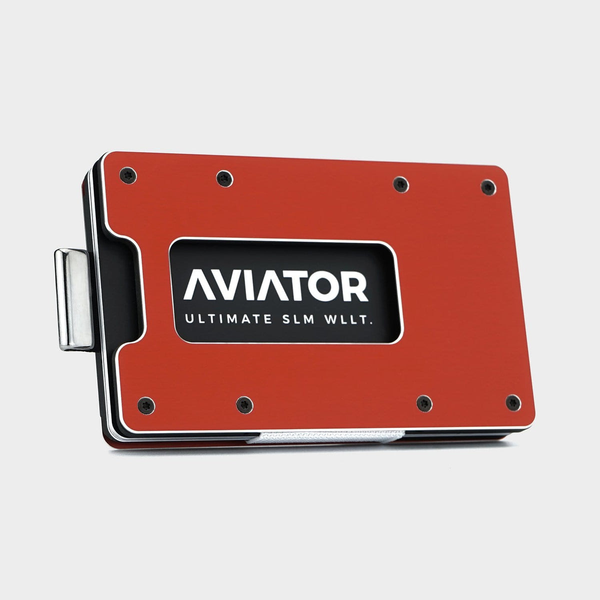 Aviator Wallet AVIATOR – Kartenetui SLIDE – 20 Karten, Münzfach, RFID-Schutz – 85,6×10,5×54 mm – Rot – Aluminium