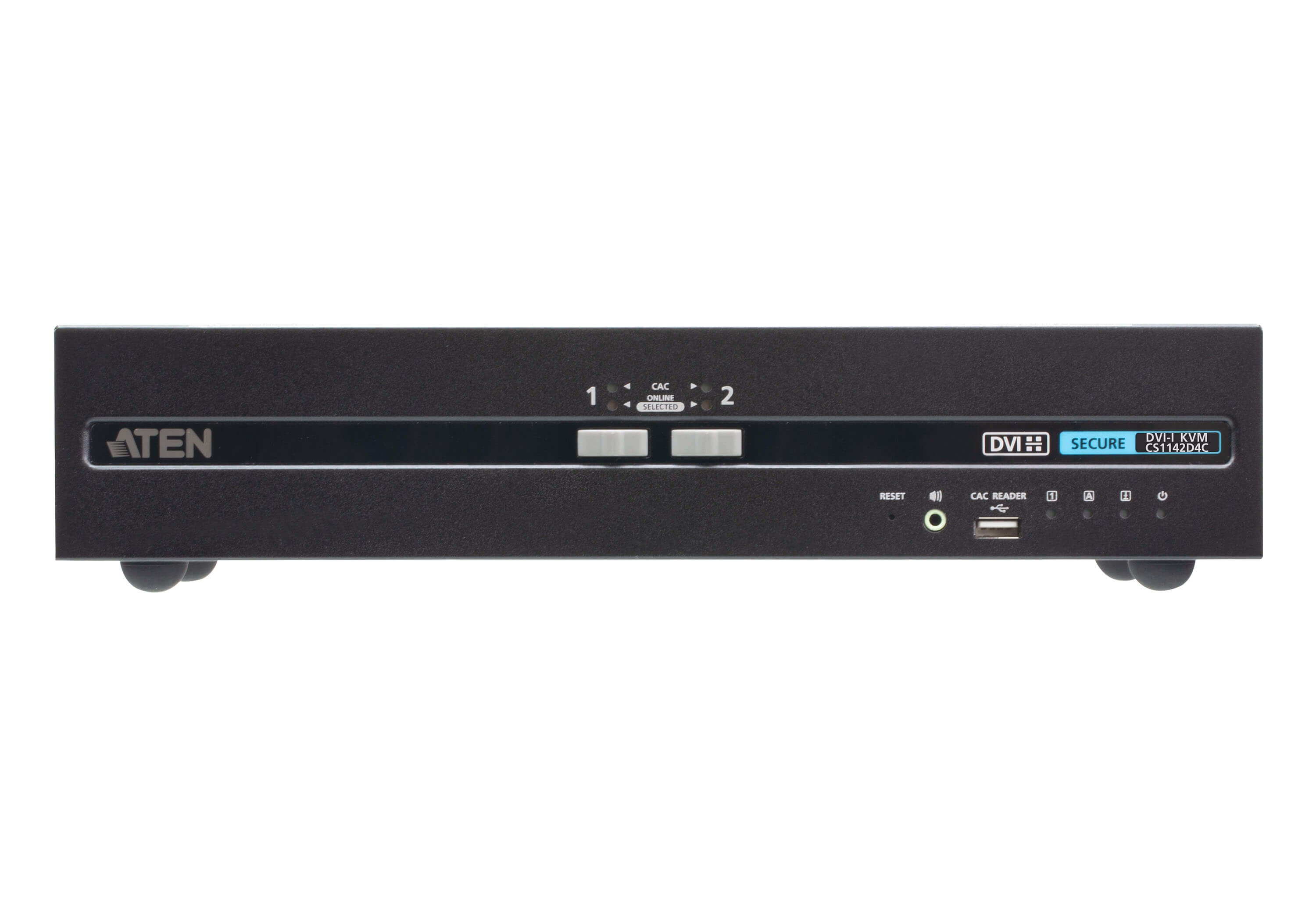 ATEN CS1142D4C – KVM-Switch – 2×PC, 2×DVI-Konsolen, 2×Displays, 4K 30 Hz, CAC, 19" Rack