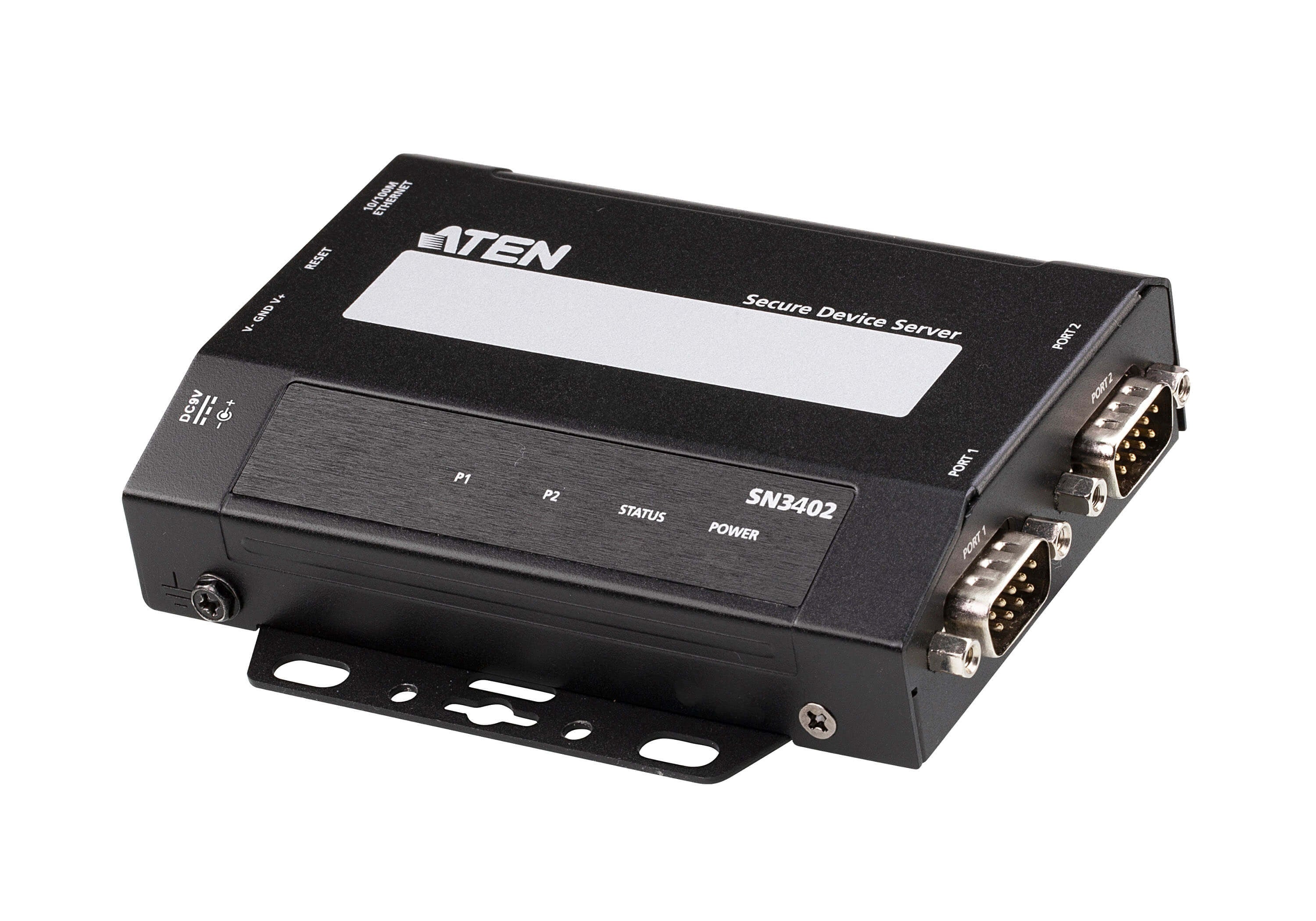 ATEN SN3402 Gerät Server – 2× RS-232/422/485 zu Ethernet, 10/100 Mbit/s, 921,6 Kbit/s, für Windows/Linux