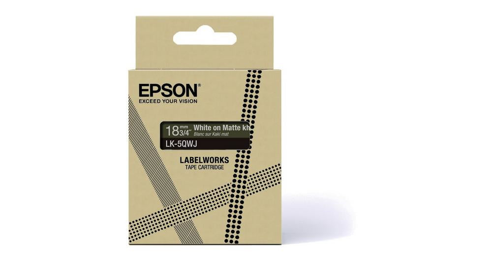 Epson Schriftband – 18 mm × 8 m, khaki, weiss – LK-5QWJ
