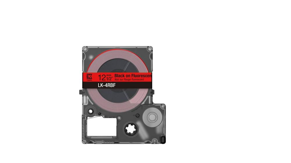 Epson Schriftband – 12 mm × 5 m, fluoreszierend rot, schwarz – LK-4RBF