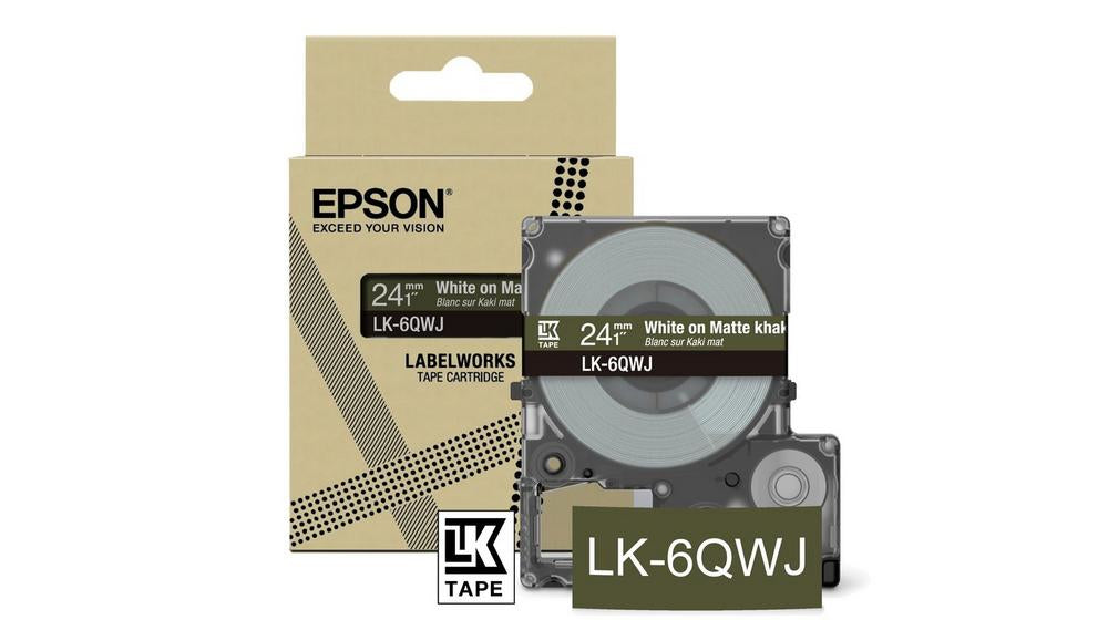 Epson Schriftband – 24 mm × 8 m, Khaki, Weiss – LK-6QWJ