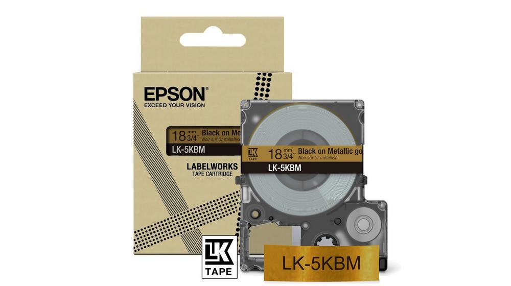 Epson Schriftband – 18 mm × 9 m, gold, schwarz, Metallic – LK-5KBM