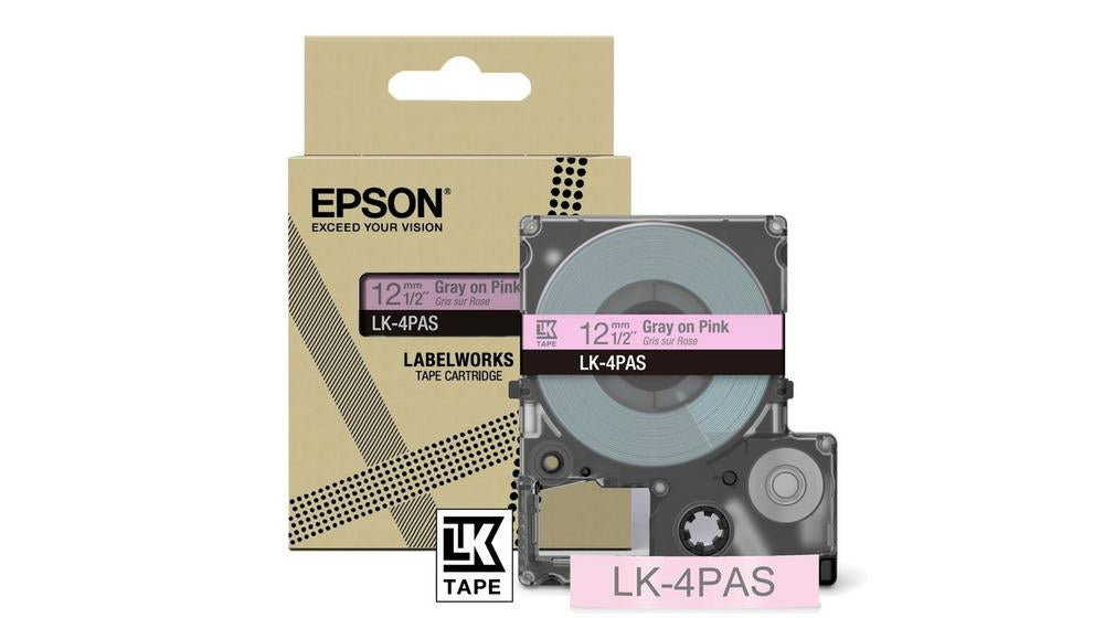 Epson LK-4PAS – 12 mm × 8 m, Grau, Pink